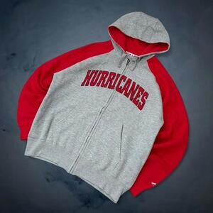 Vintage Y2K NWT Carolina Hurricanes NHL Majestic Zip Hoodie Spellout Colorblock